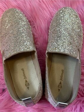 JoliMall Glitter Platform Slip-On Espadrilles Size 10